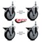 Service Caster 5 Inch Black Polyurethane 12 Inch Threaded Stem Caster Set with Brake SCC-TS20S514-PPUB-BLK-PLB-121315-4 - alternate 4
